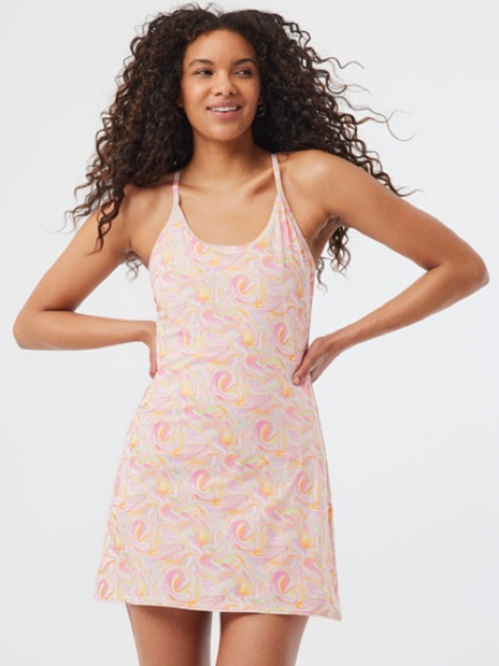 Outdoor Voices The Exercise Dress in Pink Marble
